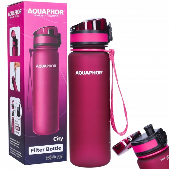 Бутылка для воды с фильтром AQUAPHOR CITY 500мл - рубиновый Бутылка для воды с фильтром AQUAPHOR CITY 500мл - рубиновый
