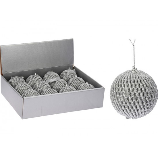 Eglītes rotājums - BALL GLITTER SILVER