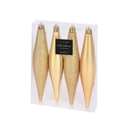 Елочные игрушки NY - 4 штуки золотого цвета Елочные игрушки NY - 4 штуки золотого цвета