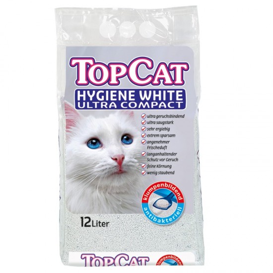 Песок Top Cat для кошек, 12л White Ultra