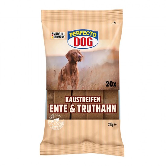 Perfecto Dog košļājamas strēmeles suņiem ar pīļu un tītara g