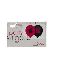 Piepūšamie baloni SWEET SIXTEEN, 10gab Piepūšamie baloni SWEET SIXTEEN, 10gab