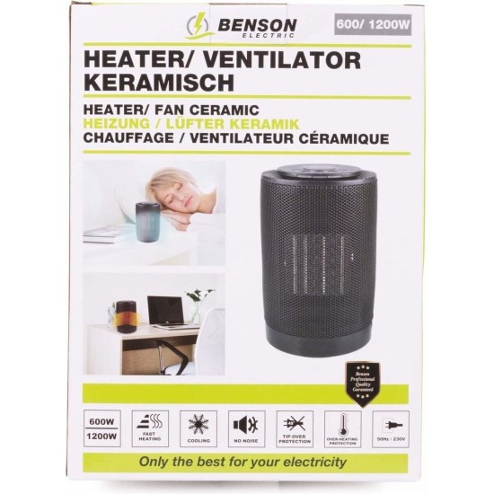 Sildītājs/ventilators Ø 14 cm BENSON 600/1200W