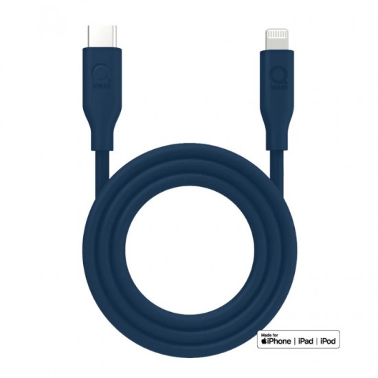 Lādēšanas vads QWARE 1m – USB C / USB LIGHTNING zils