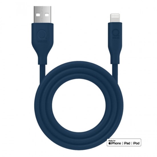 Зарядный кабель QWARE 1м - USB A/USB LIGHTNING синий