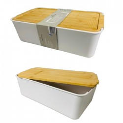 Maizes kaste ar bambusa vāku/delīti - balta/melna Maizes kaste ar bambusa vāku/delīti - balta/melna