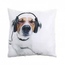 Декоративная подушка СОБАКА С НАУШНИКАМИ