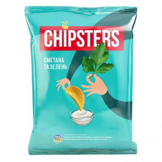 Kartupeļu čipsi, CHIPSTERS, krējuma & zaļuma,- 70g