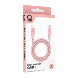 Uzlādes kabelis, QWARE 1m – USB C/USB C rozā