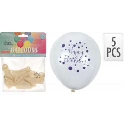 Piepūšamie baloni 5gab "Happy Birthday" Piepūšamie baloni 5gab "Happy Birthday"