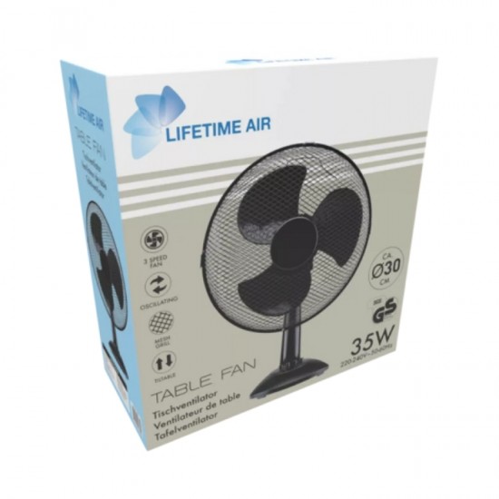 Galda ventilators, 30cm, 35W, LIFETIME AIR,- melns