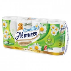 Tualetes papīrs, 3-slāņu, ALMUSSO CAMILLA,- 8 gab Tualetes papīrs, 3-slāņu, ALMUSSO CAMILLA,- 8 gab