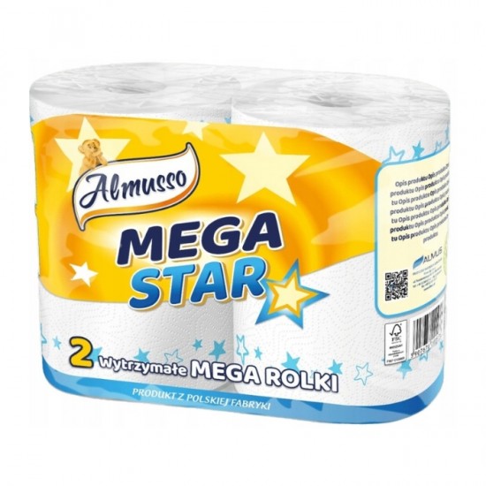 Бумажные полотенца, 2-слойные, ALMUSSO,- Mega star