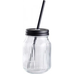 Stikla glāze ar salmiņu 450ml Stikla glāze ar salmiņu 450ml