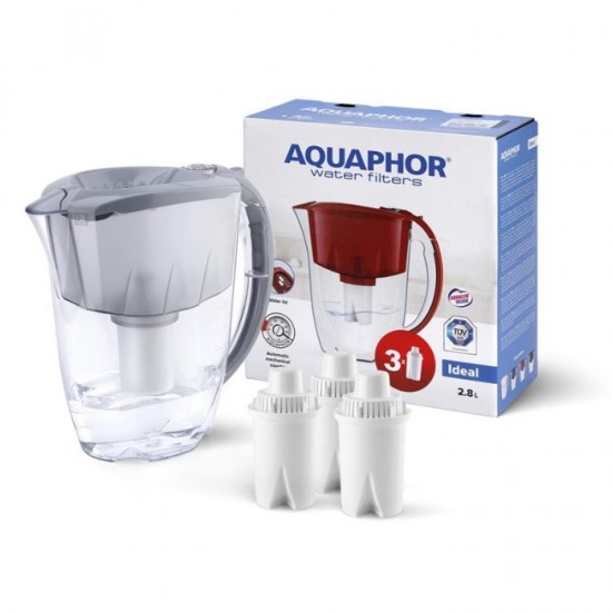 Кувшин для воды с фильтром AQUAPHOR IDEAL + B15x1шт (+ 2шт х B-15 в подарок),- серый