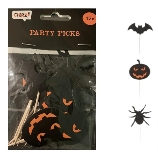 Dekoratīvie kociņi, HALLOWEEN,- 12 gab