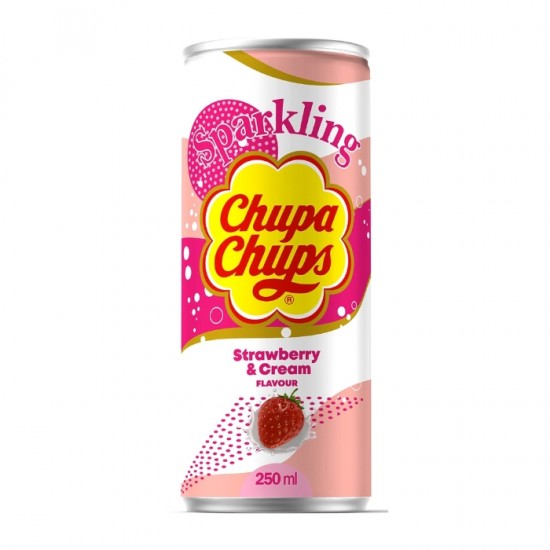 Atsvaidzinošs gazēts dzēriens, CHUPA CHUPS,250ml,- zemenes un krējumu