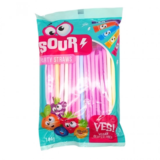 Конфеты кисло-пудровые SOUR PARTY STRAWS, - 144г