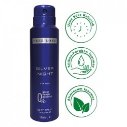 Dezodorants vīriešu FREE LOVE 150ml - Silver night Dezodorants vīriešu FREE LOVE 150ml - Silver night
