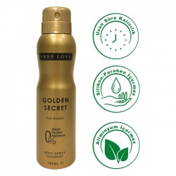 Dezodorants sieviešu FREE LOVE 150ml - Golden Secret Dezodorants sieviešu FREE LOVE 150ml - Golden Secret