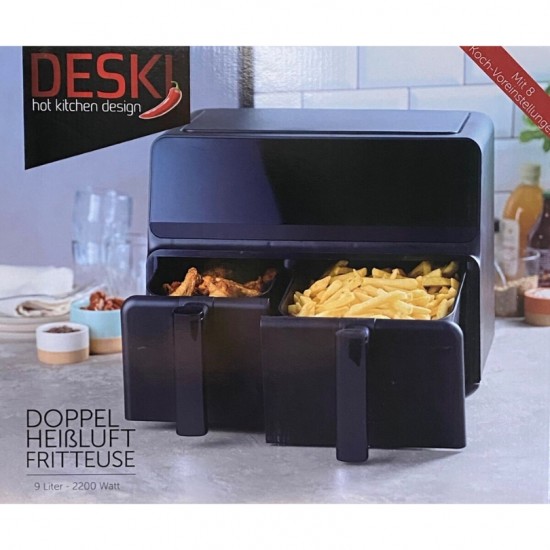 Aerogrils AIR FRYER DESKI 9L, 2200W - divi rezervuāri