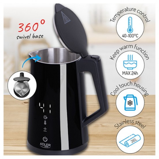 Elektriskā tējkanna ADLER 1.7L - melna Elektriskā tējkanna ADLER 1.7L - melna