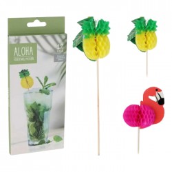 Kokteļu salmiņu komplekts, ALOHA,- 12 gab