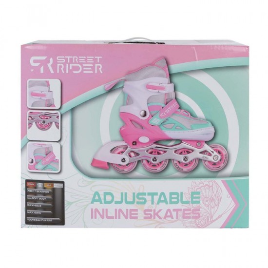 Skrituļslidas STREET RIDER rozā/zaļas 37.-40.izm.