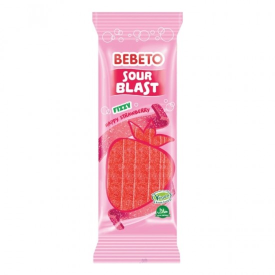 Жевательные конфеты BEBETO 180г - кислые полоски клубника Жевательные конфеты BEBETO 180г - кислые полоски клубника