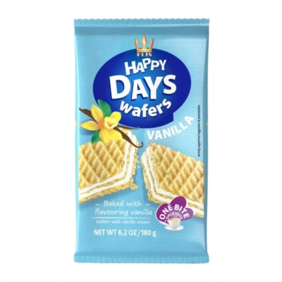 Vafeles HAPPY DAYS, 180 gr,- Vaniļas Vafeles HAPPY DAYS, 180 gr,- Vaniļas