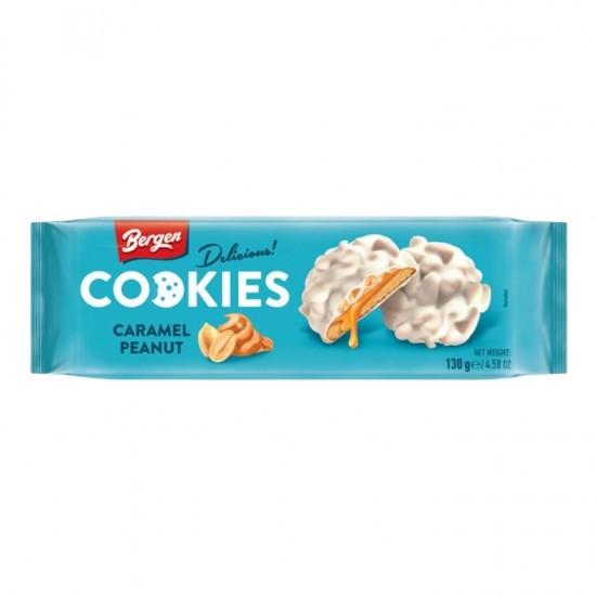 Cepumi BERGEN 130g - karameļu / zemesriekstu baltā šok. Cepumi BERGEN 130g - karameļu / zemesriekstu baltā šok.