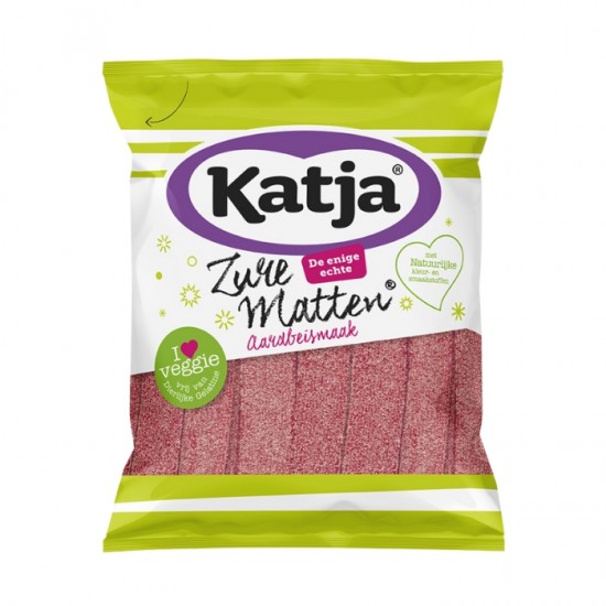Желейные конфеты KATJA 125г – клубничные полоски кислые