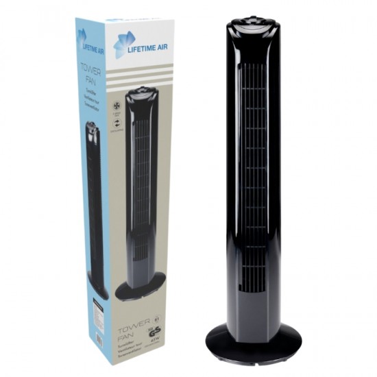 Grīdas ventilators TOWER LIFETIME 81cm  - melns