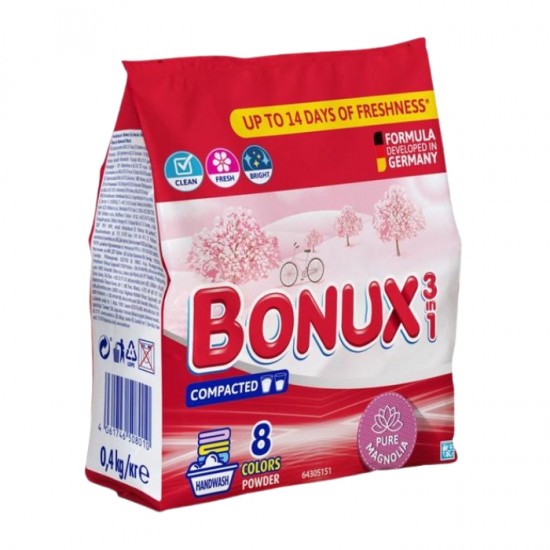 Стиральный порошок для ручной стирки, BONUX, 400г - MAGNOLIA,- Color