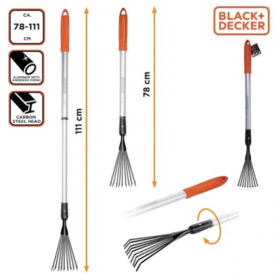 Grābeklis ar teleskopisku kātu, BLACK-DECKER, 78-111cm Grābeklis ar teleskopisku kātu, BLACK-DECKER, 78-111cm