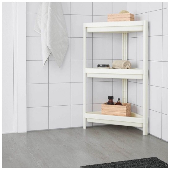 Stūra plaukts, 3-līmeņu, balts