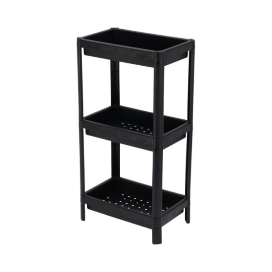 Plastmasas plaukts, 3-līmeņu, melns