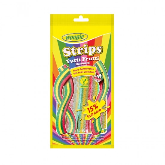 Жевательные конфеты WOOGI STRIPS 80г - тутти фрутти