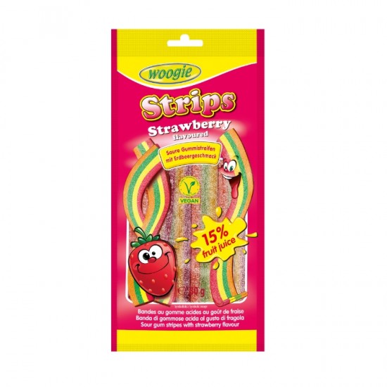 Жевательные конфеты WOOGIE STRIPS 85 г - клубника