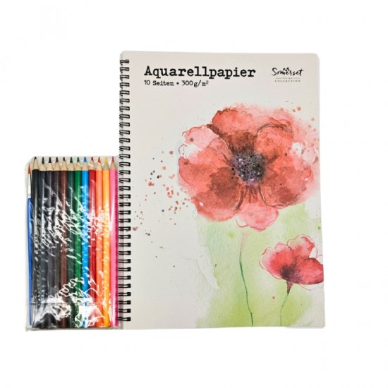 Albums akvareļu + zīmuļi, A4,- 10lpp