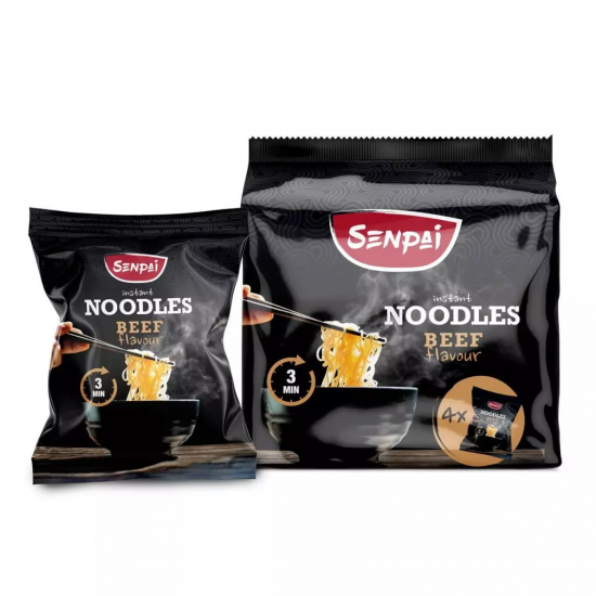 Ātrās pagatavošanas nūdeles ar liellopu garšu SENPAI, 4x60g