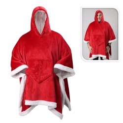 NY Ziemassvētku pončo pieaugušajiem, 130x80 cm - sarkana NY Ziemassvētku pončo pieaugušajiem, 130x80 cm - sarkana