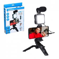 Selfiju statīvs, GRUNDIG, ar apgaismojumu, mikrofonu un statīvu