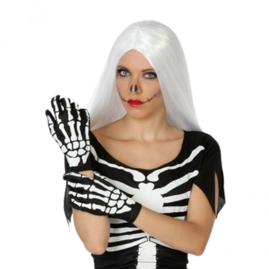 Cimdi ar skeleta dizainu, HALLOWEEN,- melns/balts
