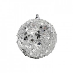 Egles rotājums, bumba ar glīteriem,80mm,NY, -sudraba krāsā Egles rotājums, bumba ar glīteriem,80mm,NY, -sudraba krāsā