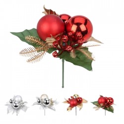 Декоративная ветка с шарами NY 19см, - разные виды Декоративная ветка с шарами NY 19см, - разные виды