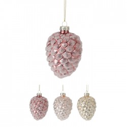 Ёлочное украшение NY, стеклянная шишка, 97 мм, - с блестками Ёлочное украшение NY, стеклянная шишка, 97 мм, - с блестками