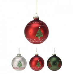 Ёлочное украшение NY, стеклянный шар с ёлочкой, 8 см - разные цвета Ёлочное украшение NY, стеклянный шар с ёлочкой, 8 см - разные цвета