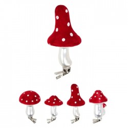 Ёлочная игрушка NY, мухомор, на прищепке - 10 см Ёлочная игрушка NY, мухомор, на прищепке - 10 см