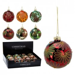 Egļu rotājums NY stikla bumba puķītēs, dažādi veidi